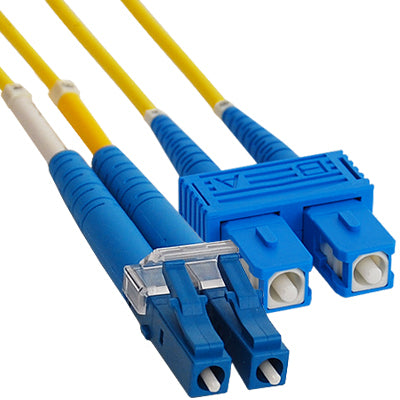 LC-SC Duplex Singlemode 9/125 (OS2) Fiber Optic Patch Cable in Yellow