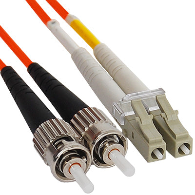 LC-ST Duplex Multimode 62.5/125 (OM1) Fiber Optic Patch Cable in Orange