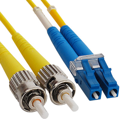 LC-ST Duplex Singlemode 9/125 (OS2) Fiber Optic Patch Cable in Yellow