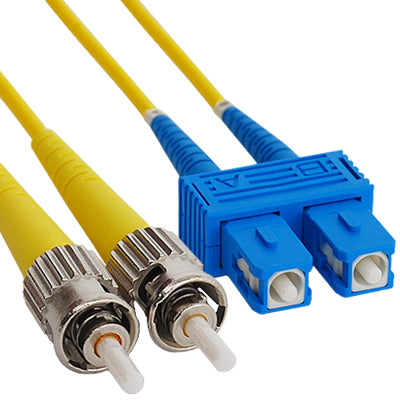 1M SC-ST Duplex Singlemode 9/125 (OS2) Fiber Optic Patch Cable in Yellow