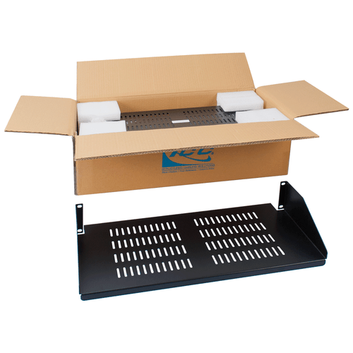 10″ Deep Vented Single-Sided Rack Shelf in 2 RMS and 2-Pack