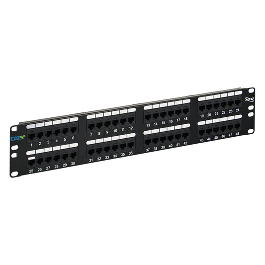 CAT5e Patch Panel with 48 Ports and 2 RMS in 6-Pack