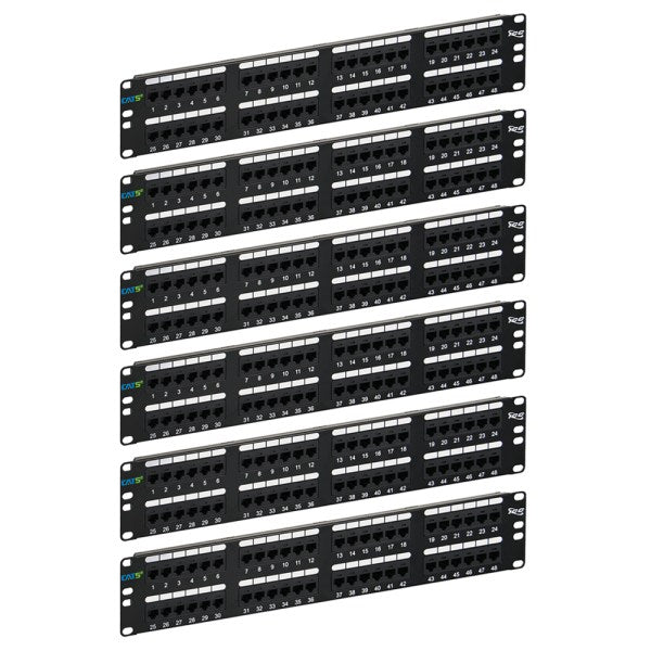 CAT5e Patch Panel with 48 Ports and 2 RMS in 6-Pack