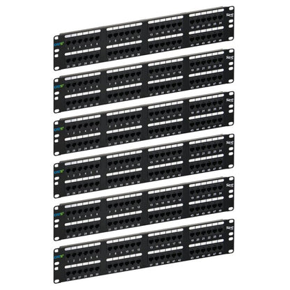 CAT5e Patch Panel with 48 Ports and 2 RMS in 6-Pack