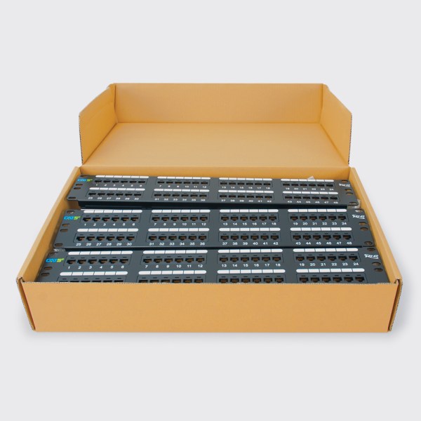 CAT5e Patch Panel with 48 Ports and 2 RMS in 6-Pack