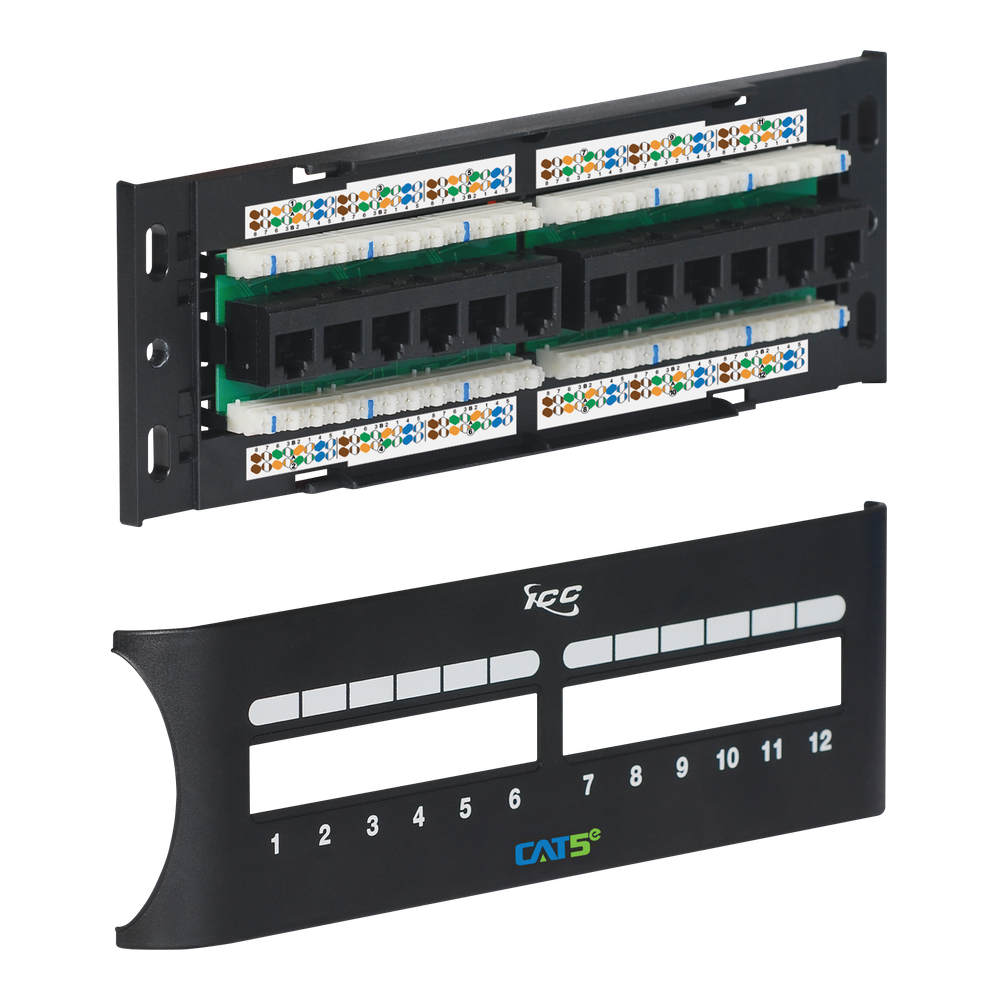 CAT5e Zero-U Front Access Patch Panel with 12 Ports