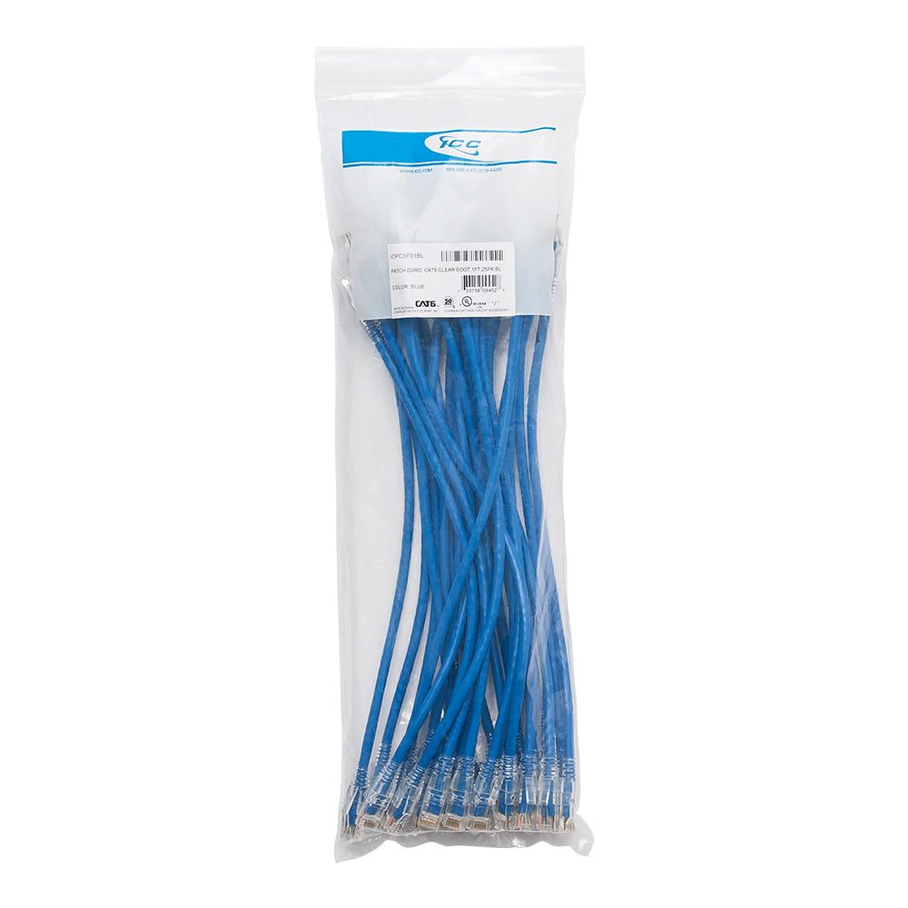 CAT6 Clear Boot Patch Cord (25Pkg)