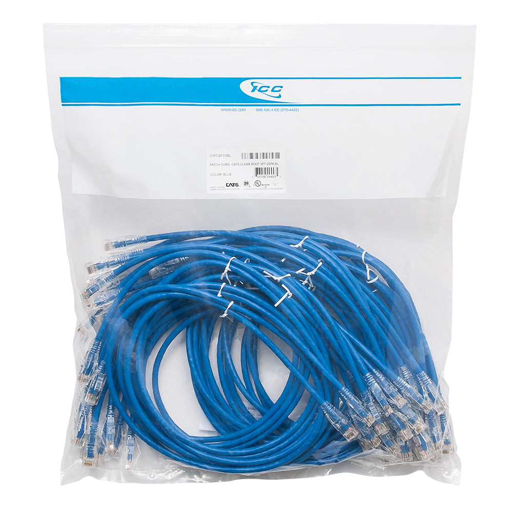 CAT6 Clear Boot Patch Cord (25Pkg)