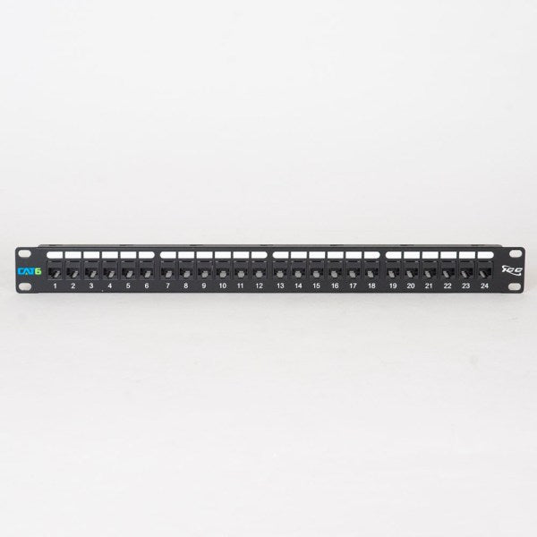 CAT6 Feed-Through Patch Panel with 24 Ports and 1 RMS