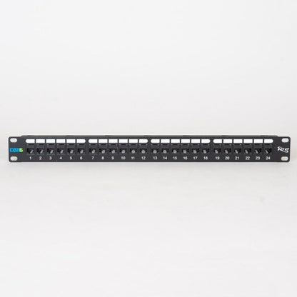 CAT6 Feed-Through Patch Panel with 24 Ports and 1 RMS