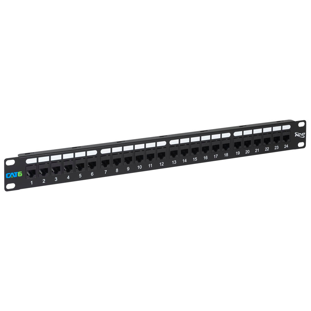 CAT6 Feed-Through Patch Panel with 24 Ports and 1 RMS