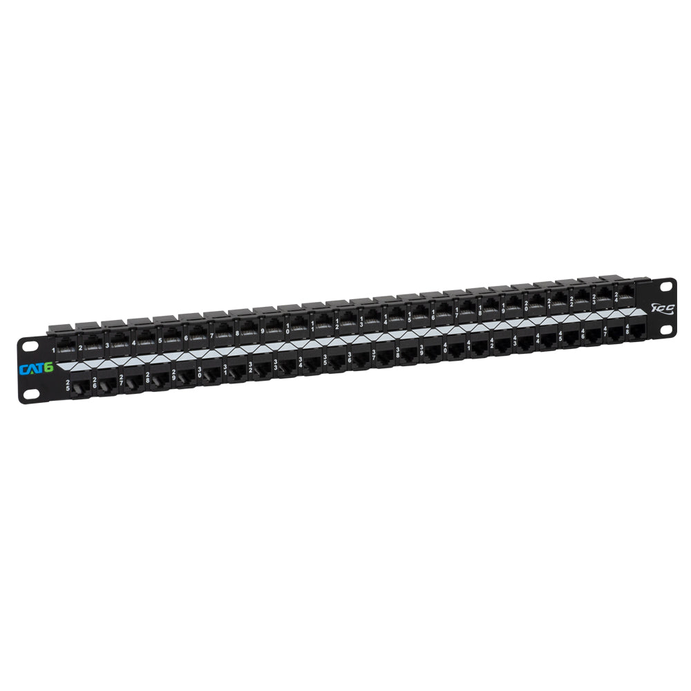 CAT6 Feed-Through Patch Panel with 48 Ports and 1 RMS