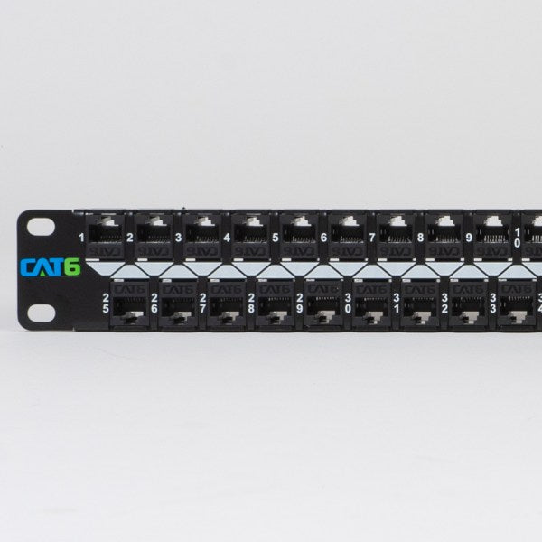 CAT6 Feed-Through Patch Panel with 48 Ports and 1 RMS