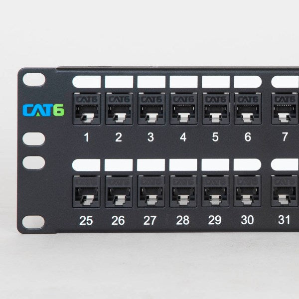 CAT6 Feed-Through Patch Panel with 48 Ports and 2 RMS