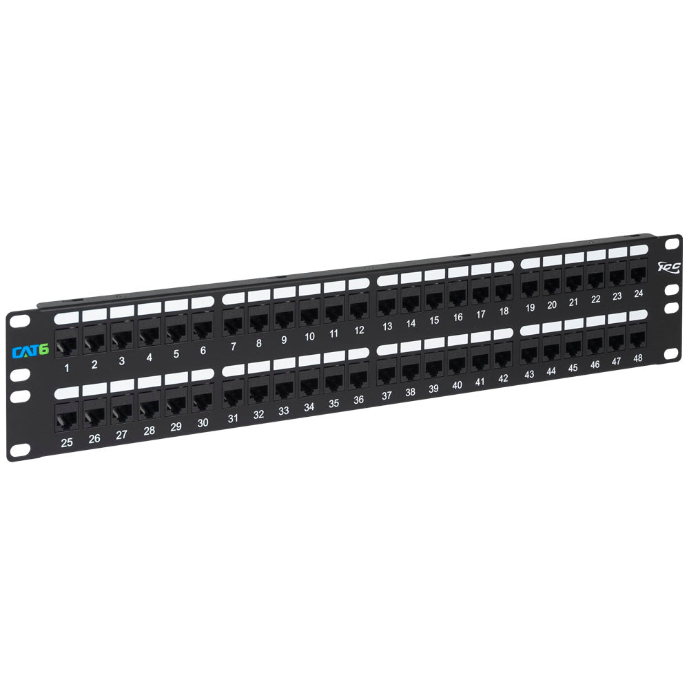 CAT6 Feed-Through Patch Panel with 48 Ports and 2 RMS