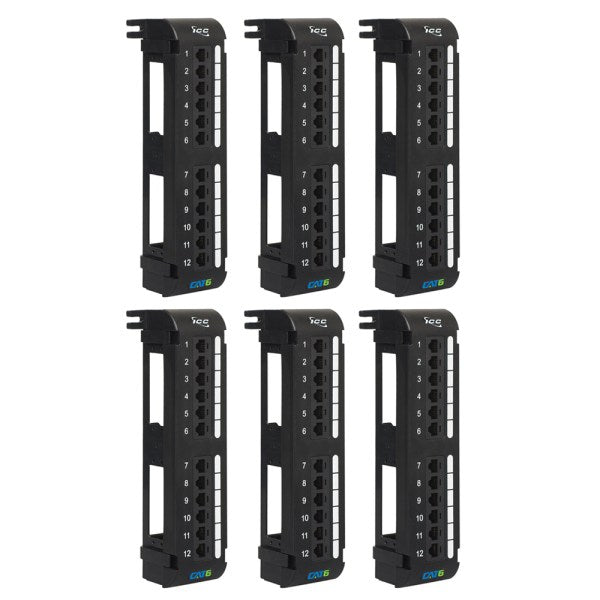 CAT6 Vertical Patch Panel with 12 Ports in 6-Pack