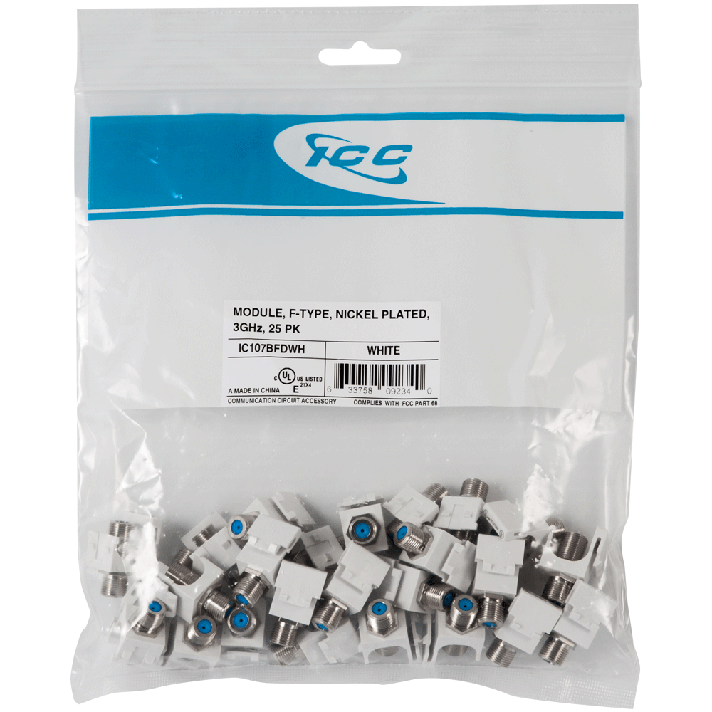 3 GHz F-Type Modular Jack with Nickel Plated Connector in HD Style