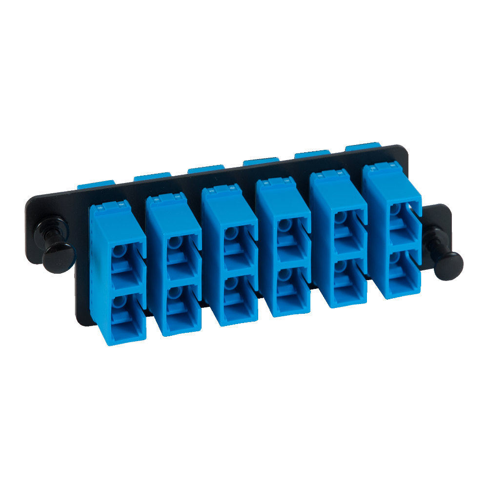 HD SC-SC Fiber Optic Adapter Panel with Blue Singlemode Adapters for 12 Fibers