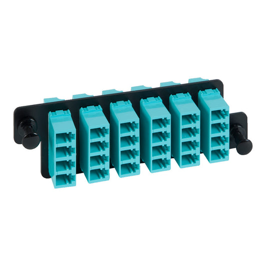 HD LC-LC Fiber Optic Adapter Panel with Aqua Multimode Adapters for 24 Fibers