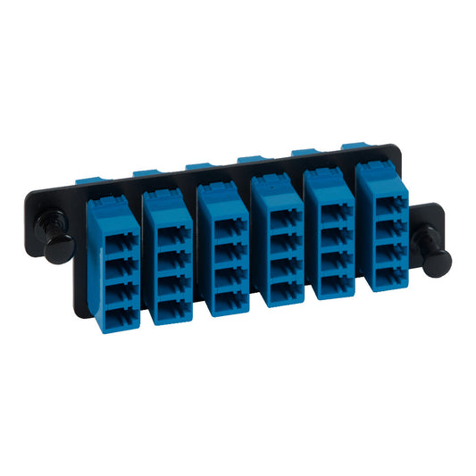 HD LC-LC Fiber Optic Adapter Panel with Blue Singlemode Adapters for 24 Fibers