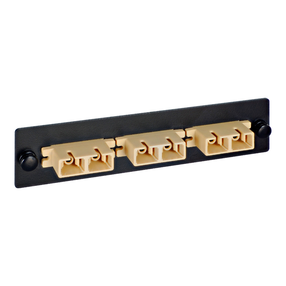 Classic SC-SC Fiber Optic LGX Compatible Adapter Panel with Beige Multimode Adapters for 6 Fibers