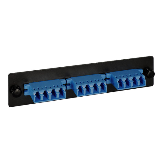 Classic LC-LC Fiber Optic LGX Compatible Adapter Panel with Blue Singlemode Adapters for 12 Fibers