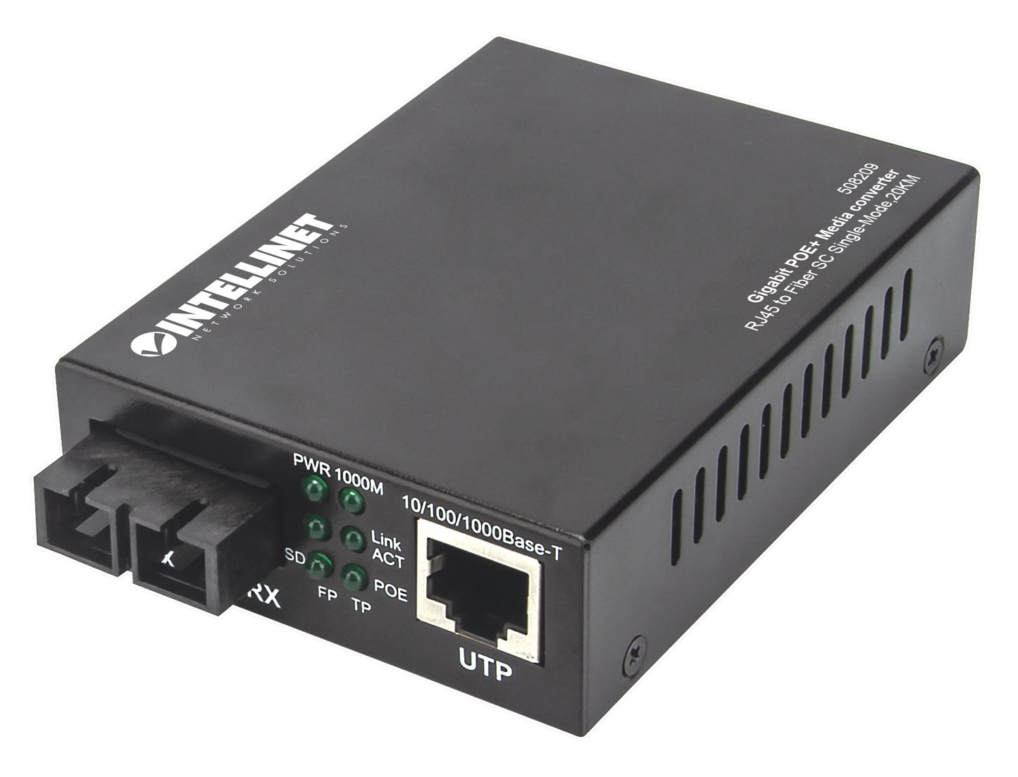 Gigabit PoE+ Converter Singlemode RJ45-SC