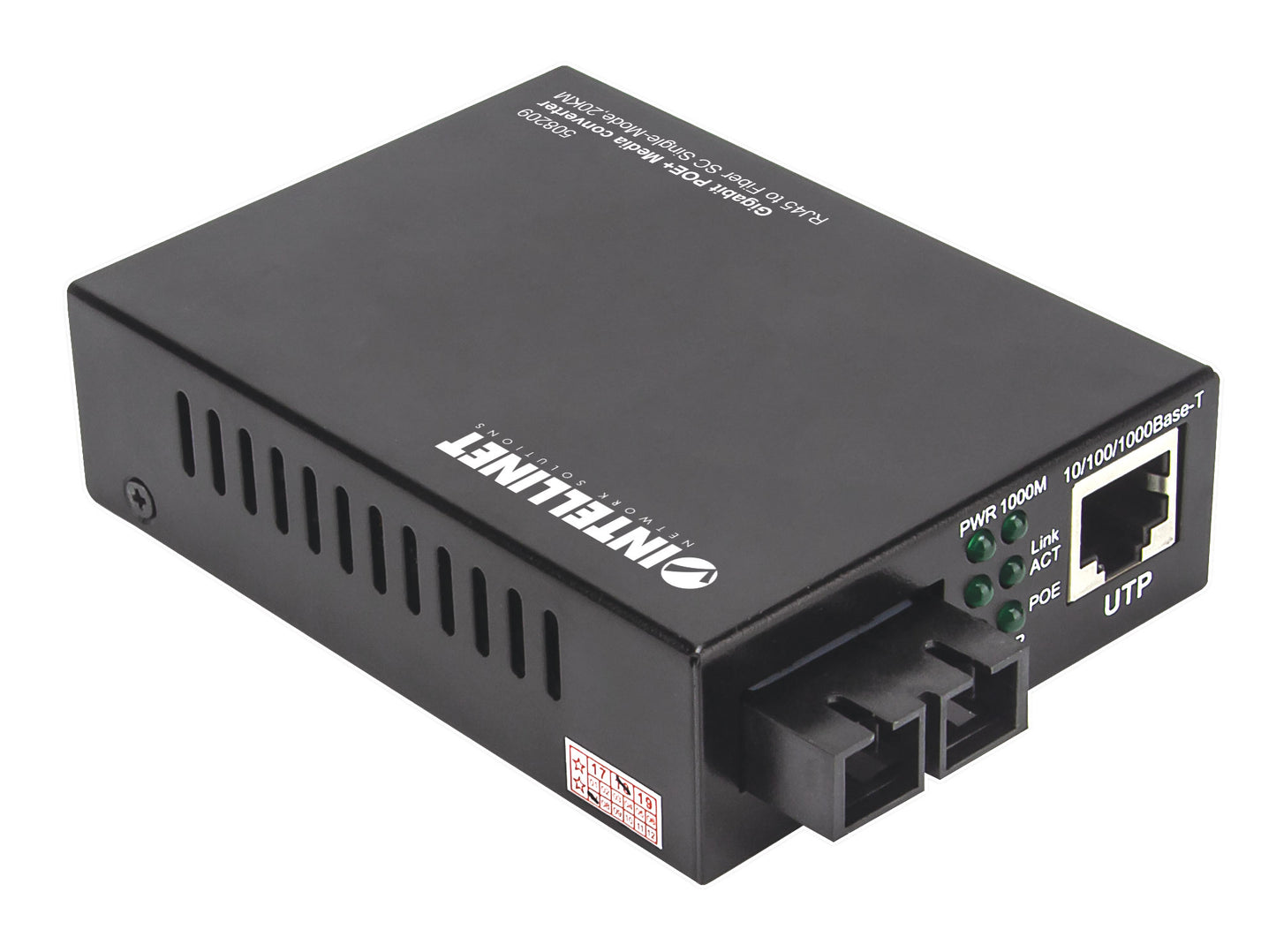 Gigabit PoE+ Converter Singlemode RJ45-SC