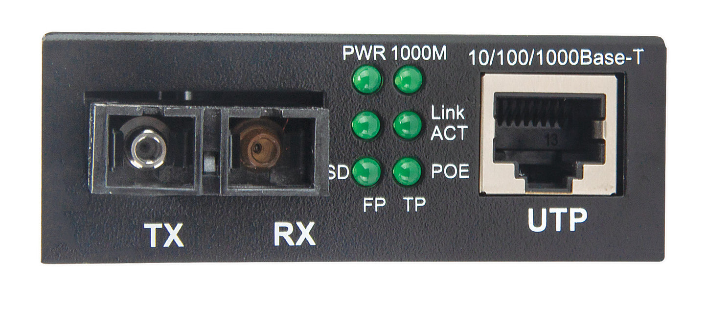 Gigabit PoE+ Converter Singlemode RJ45-SC