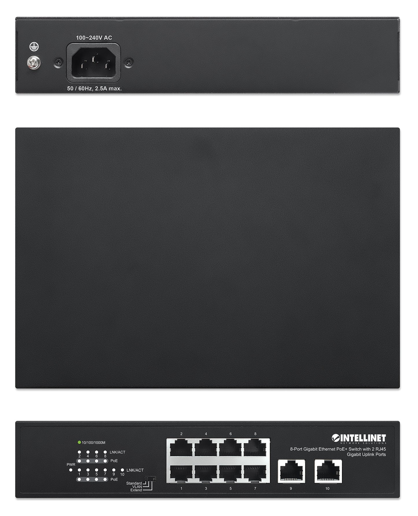 8-Port PoE Gigabit with 2 Uplinks