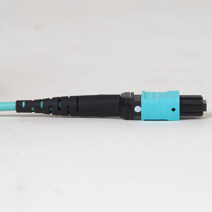 MTP-MTP Plenum Multimode 50/125 (OM3) Type A Fiber Optic Patch Cable with 12 Fibers in Aqua