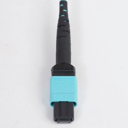 MTP-MTP Plenum Multimode 50/125 (OM3) Type A Fiber Optic Patch Cable with 12 Fibers in Aqua